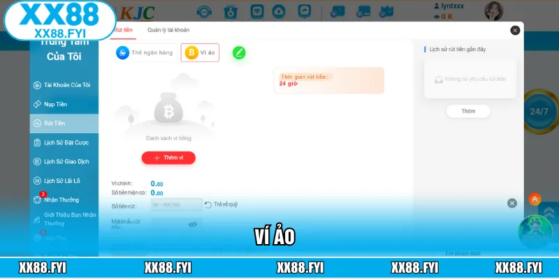 Hướng dẫn quy trình rút tiền XX88 bằng ví ảo siêu tiện lợi